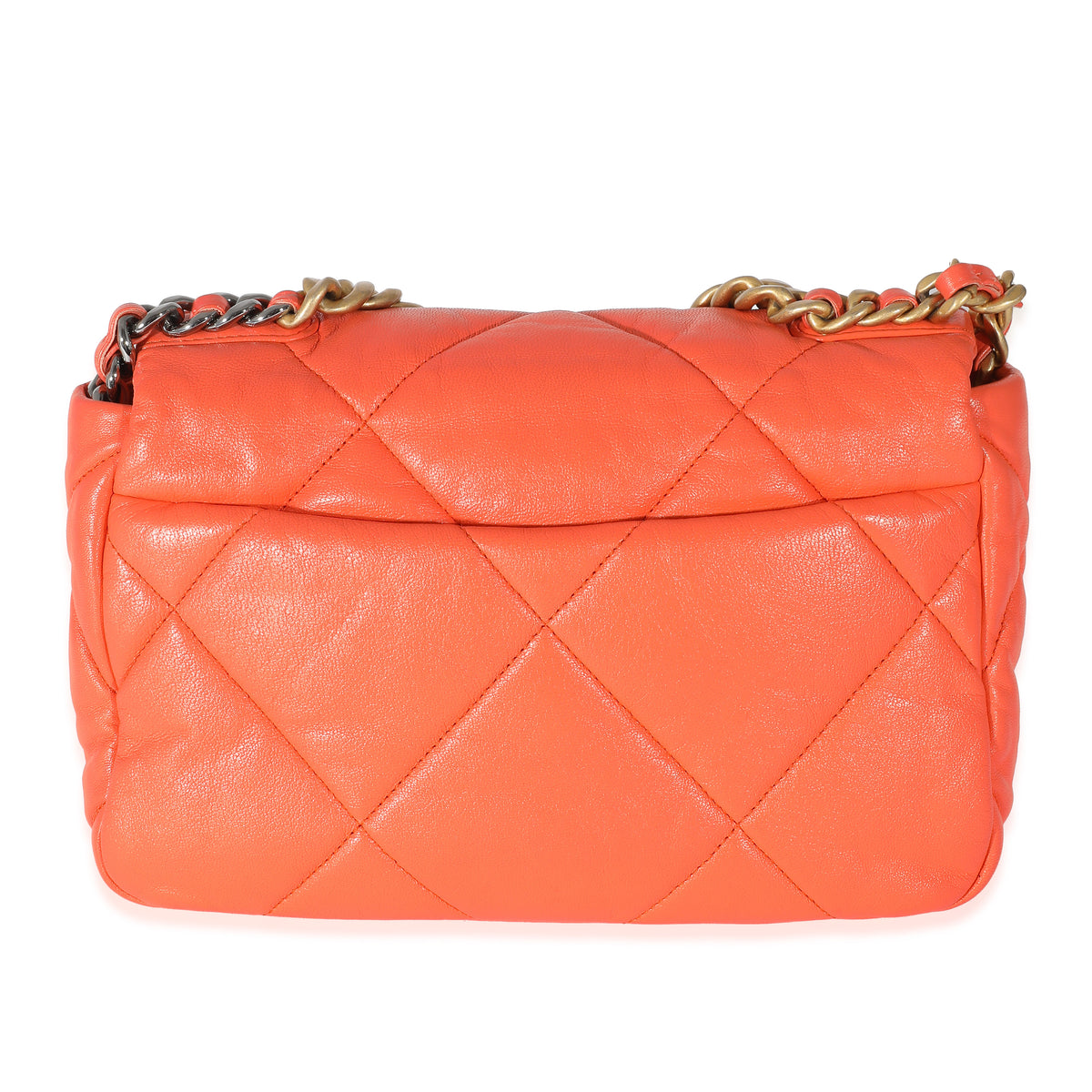 Chanel Orange Quilted Lambskin Chanel 19 Flap Bag