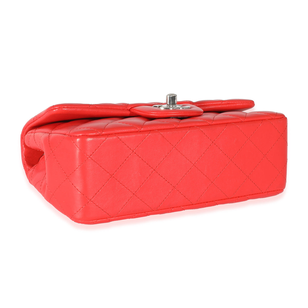 Chanel Red Quilted Lambskin Mini Rectangular Flap Bag