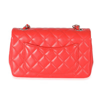 Chanel Red Quilted Lambskin Mini Rectangular Flap Bag