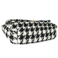 Chanel Black White Houndstooth Tweed Chanel 19 Maxi Flap Bag