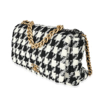 Chanel Black White Houndstooth Tweed Chanel 19 Maxi Flap Bag