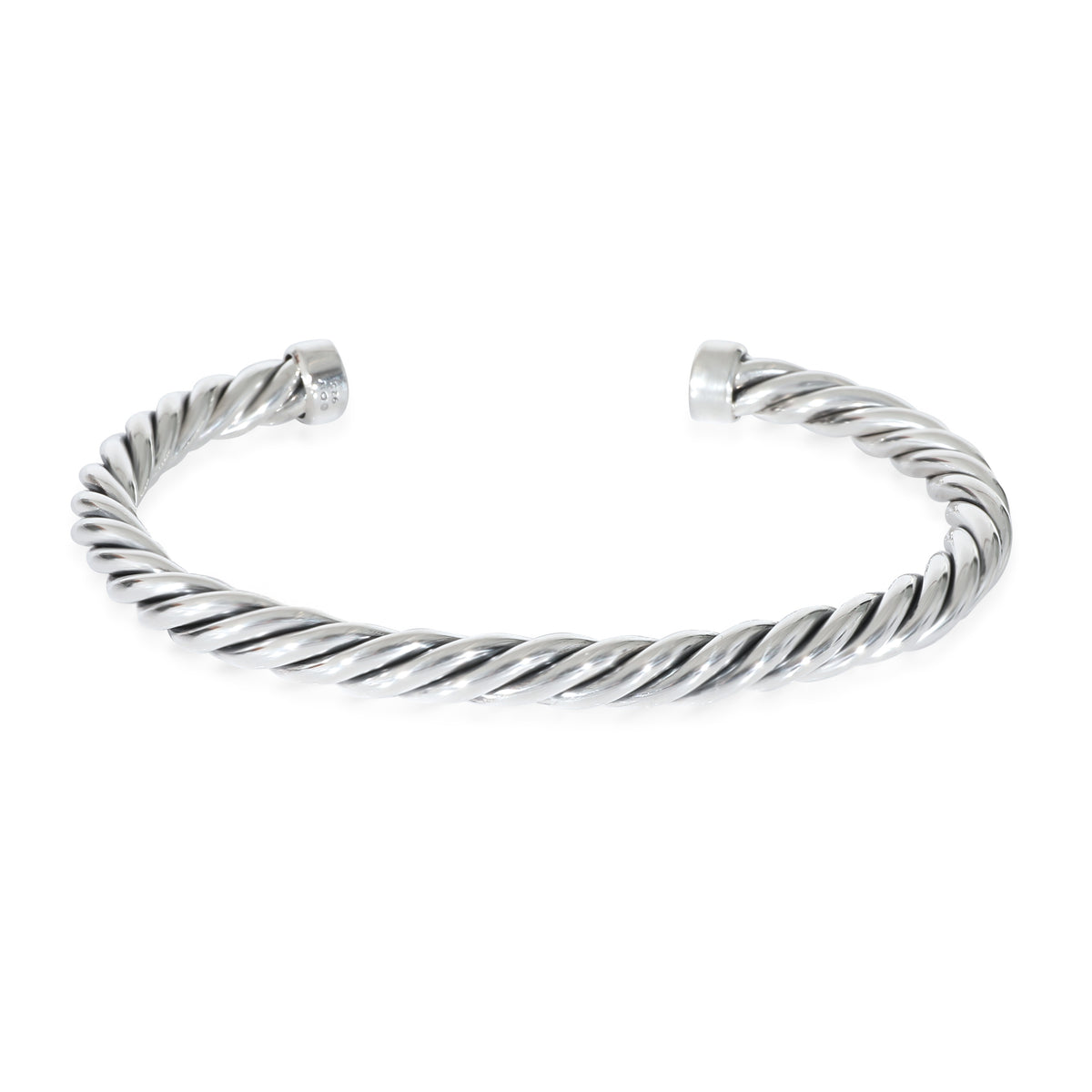 David Yurman Cable Cuff Bracelet With Onyx Ends in Sterling Silver