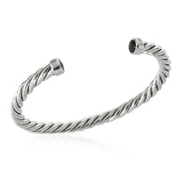 David Yurman Cable Cuff Bracelet With Onyx Ends in Sterling Silver