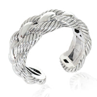 David Yurman Woven Hinged Cable Cuff in Sterling Silver/Stainless Steel