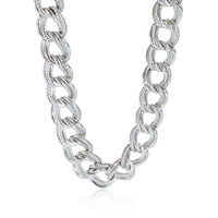 David Yurman Double Curb Link Necklace With Diamonds in Sterling Silver 0.40 CTW