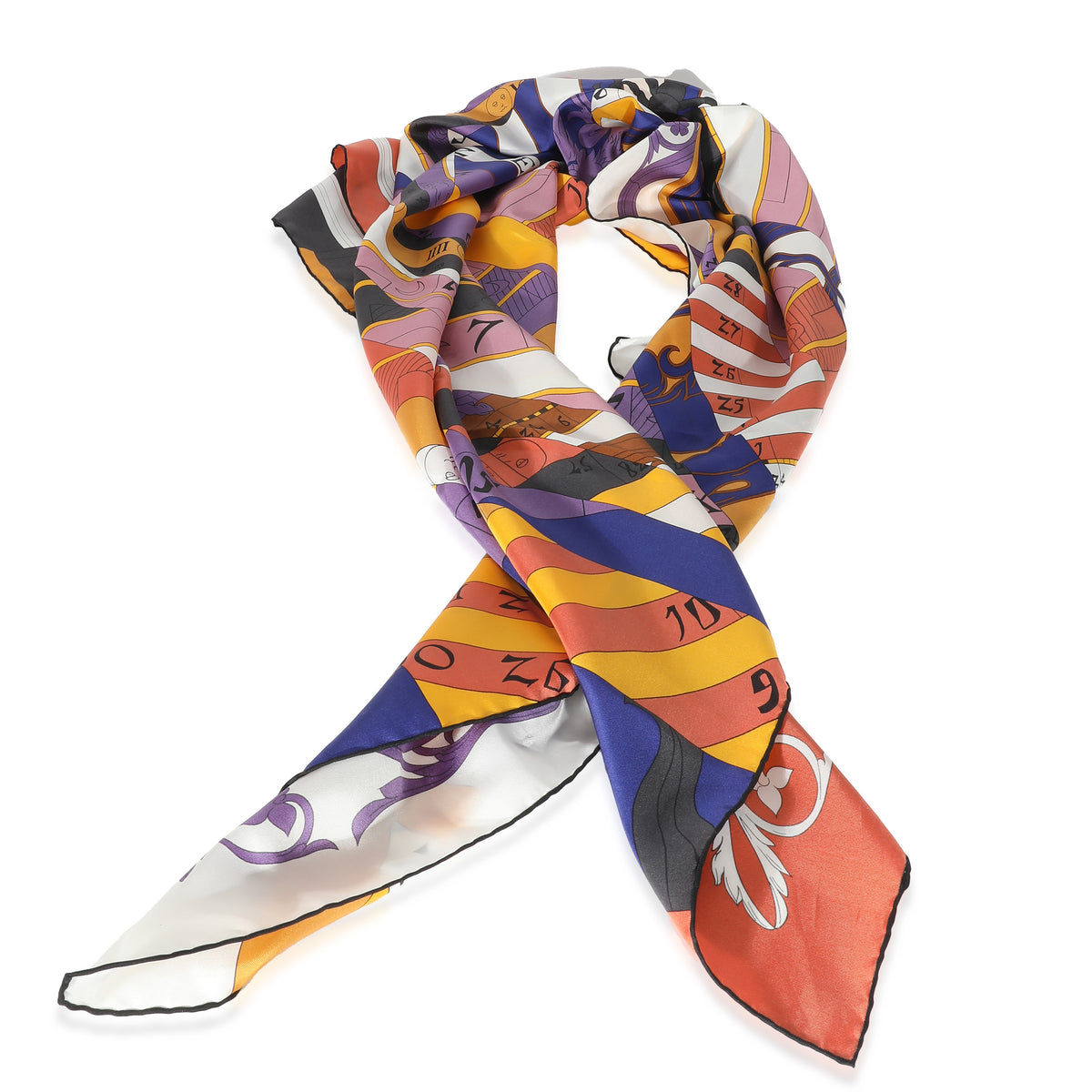 Hermès Purple Yellow Silk Astrologie Nouvelle Scarf 140