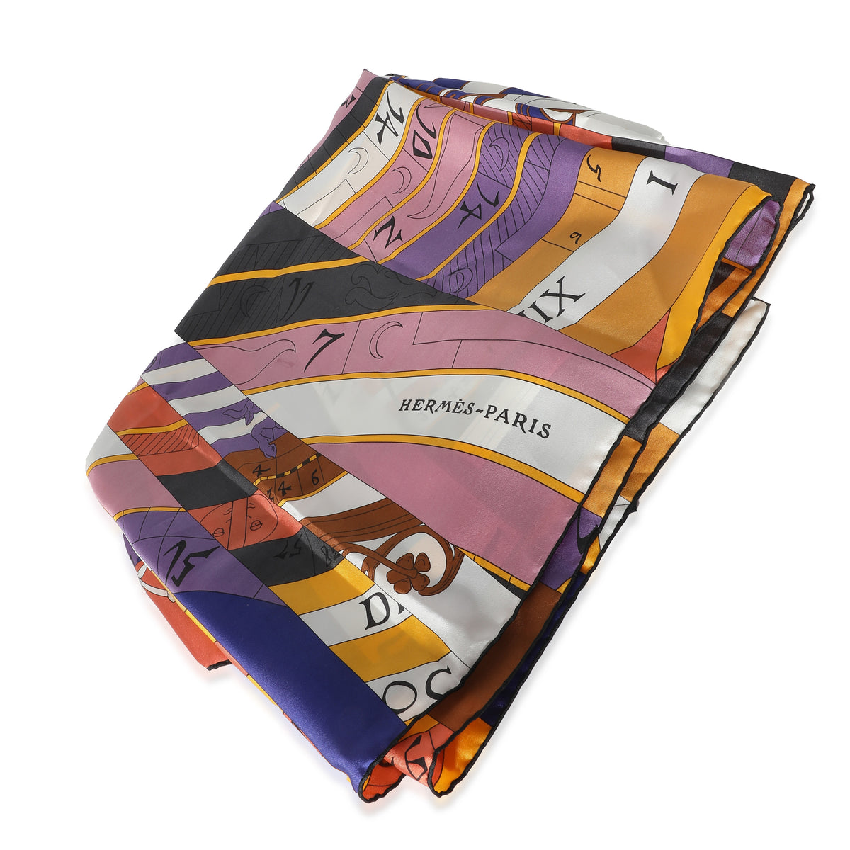 Hermès Purple Yellow Silk Astrologie Nouvelle Scarf 140