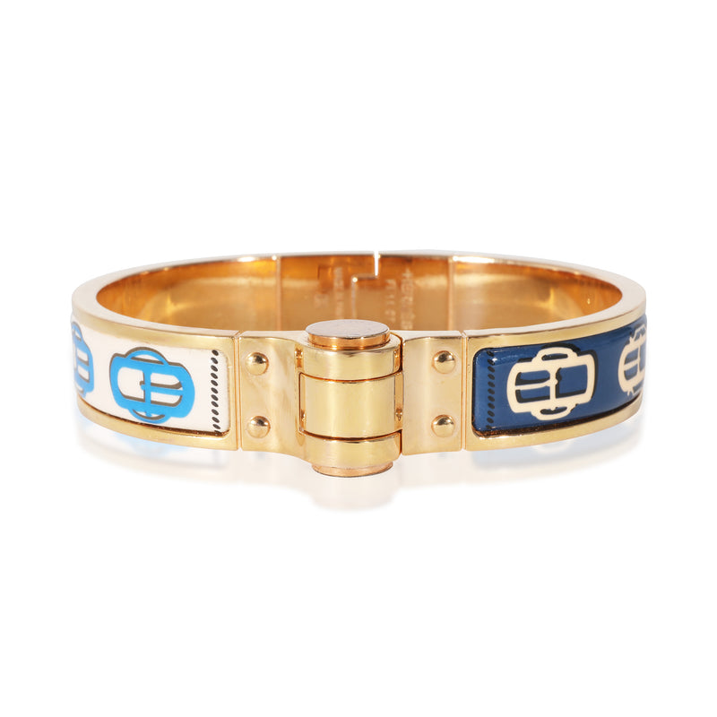 Gold Plated Hermès Charnières Narrow Hinged Bracelet, Boucleries Design