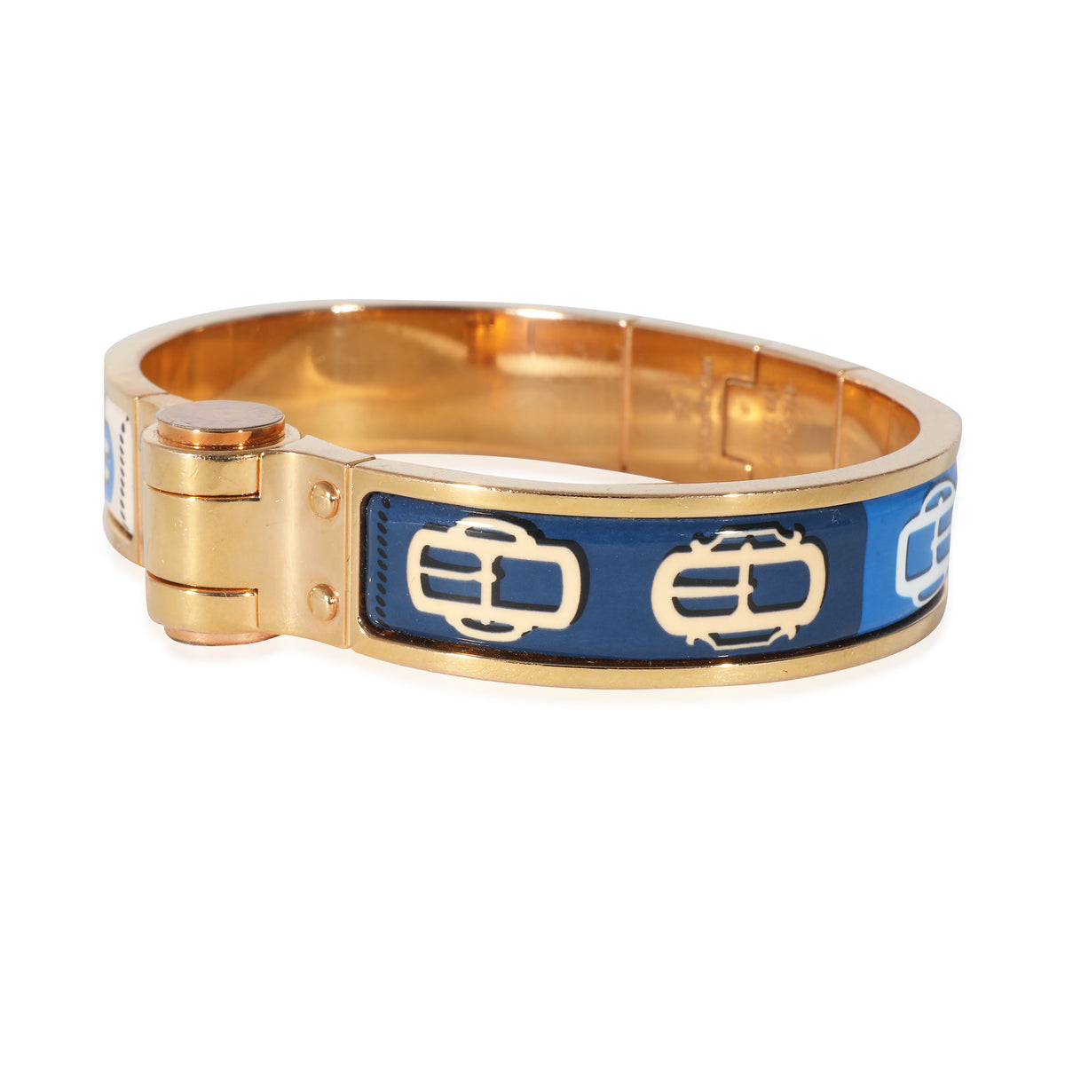 Gold Plated Hermès Charnières Narrow Hinged Bracelet, Boucleries Design