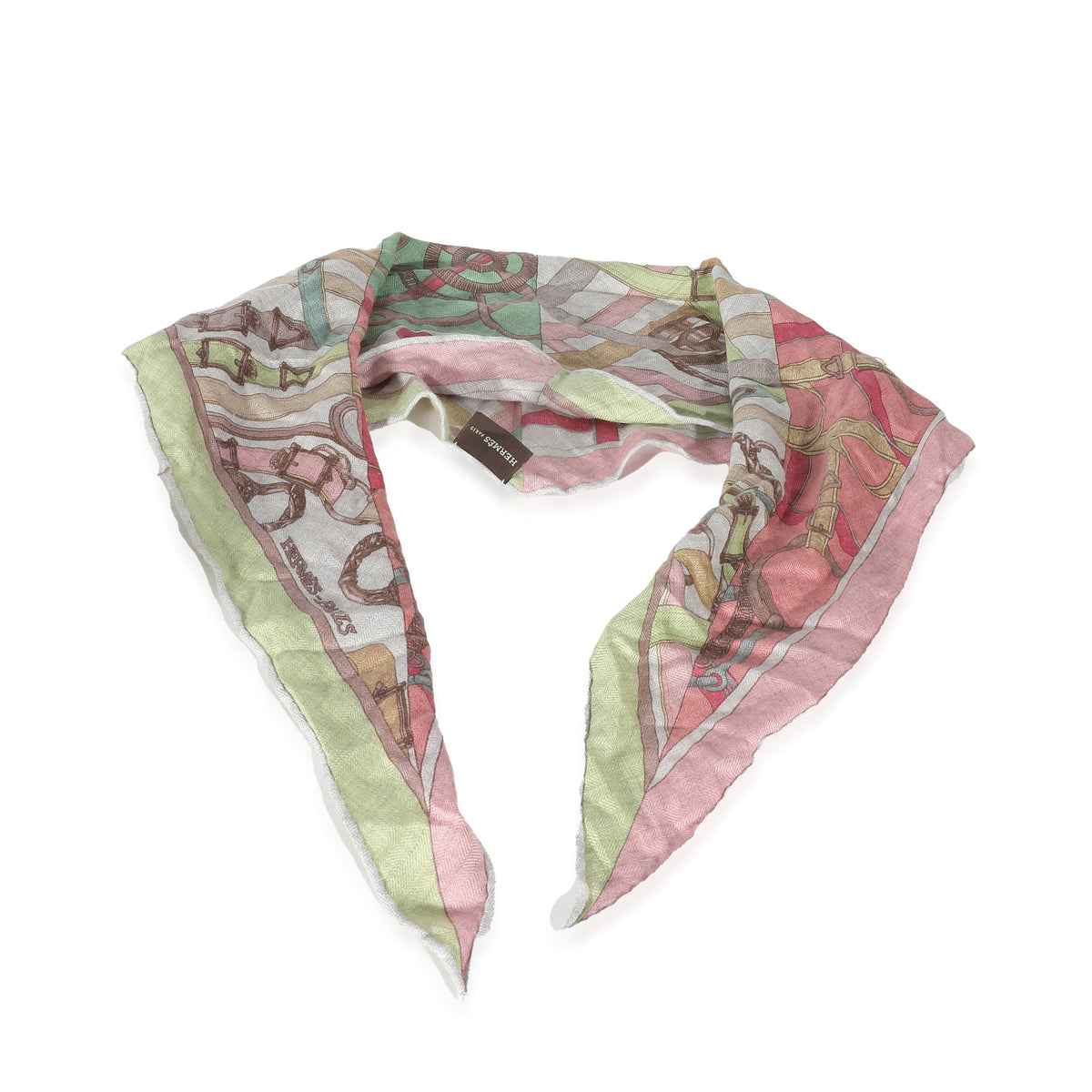 Hermès Green Pink Cashmere Losange Scarf