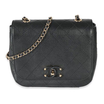 Chanel Black Quilted Calfskin Small Covered CC Flap Bag