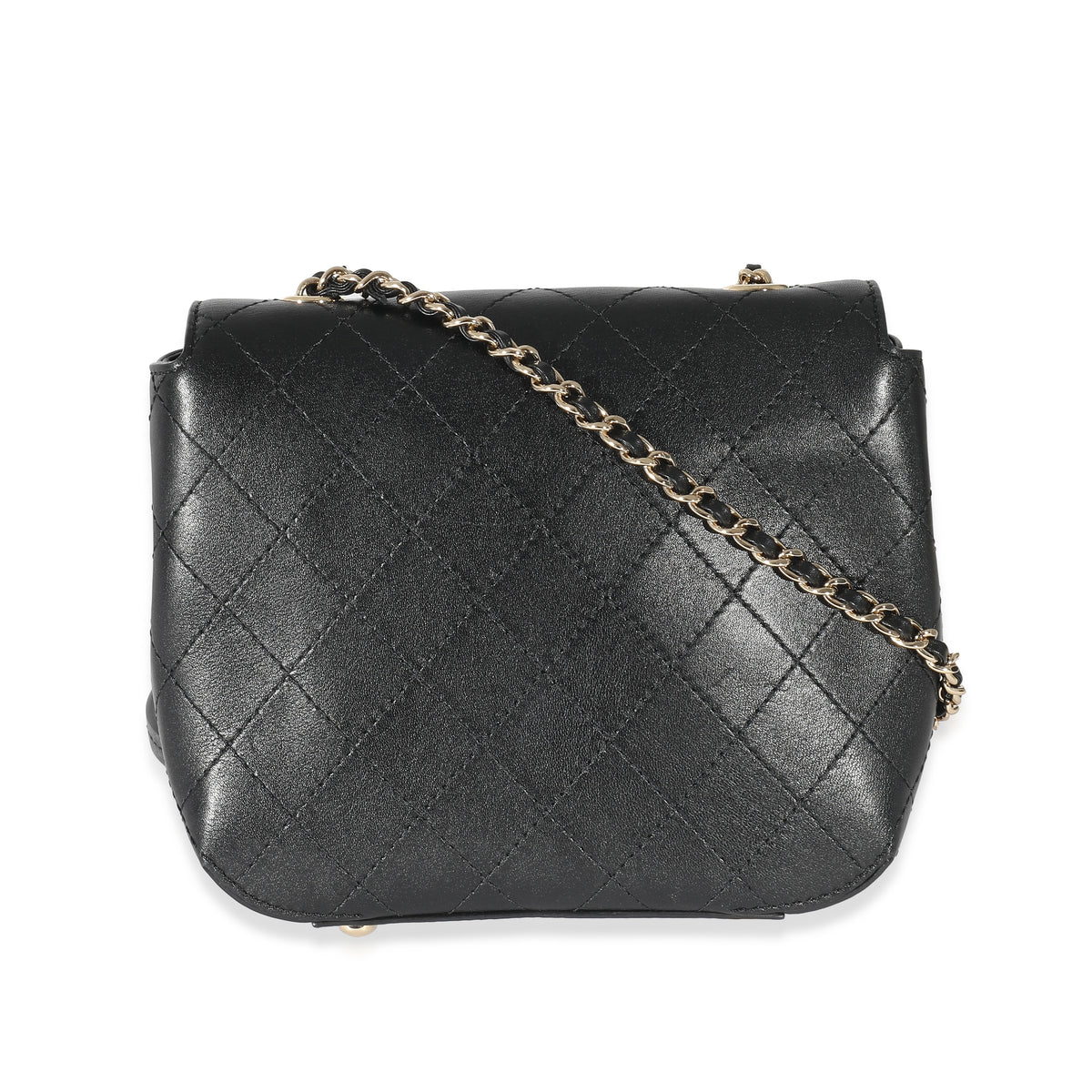 Chanel Black Quilted Calfskin Small Covered CC Flap Bag