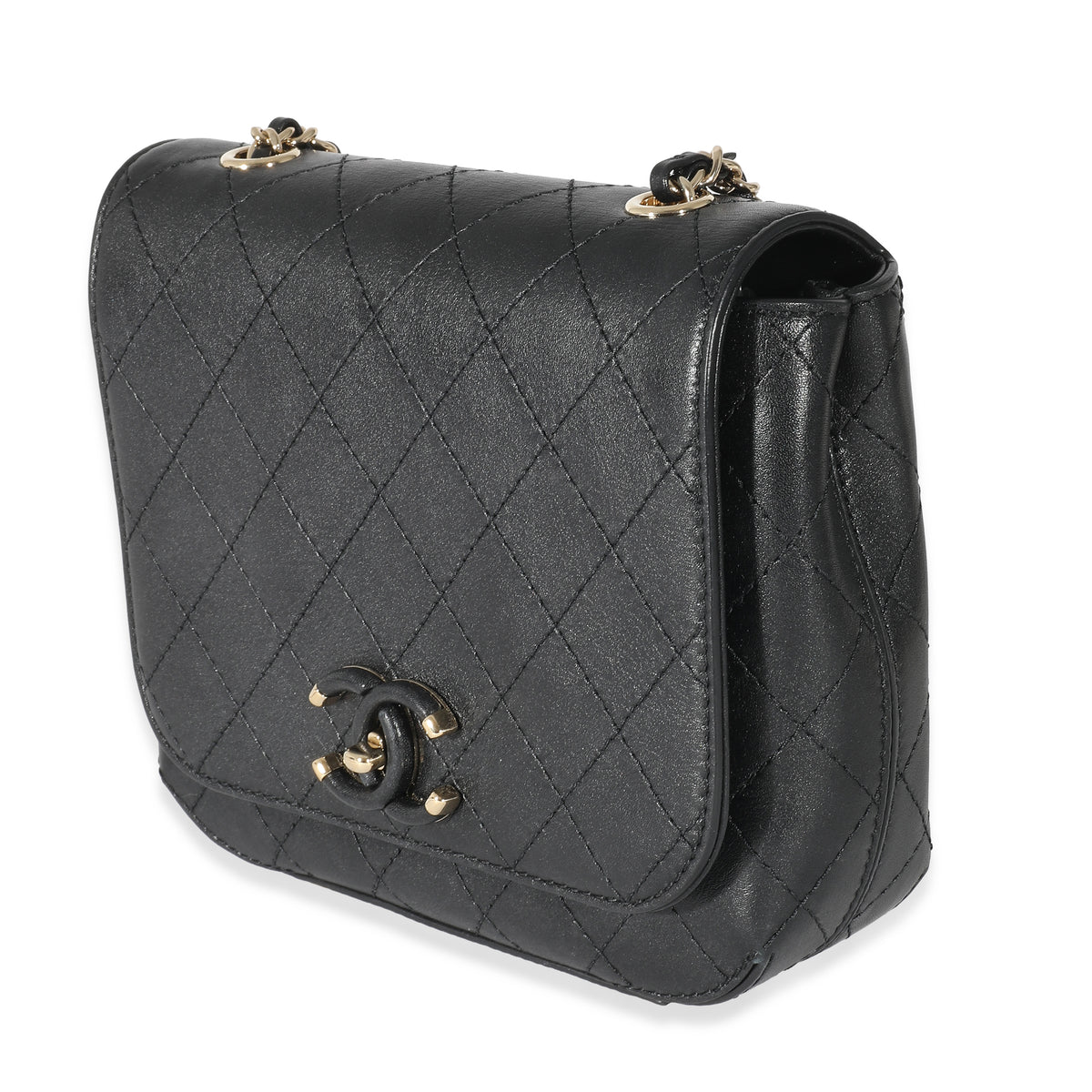 Chanel Black Quilted Calfskin Small Covered CC Flap Bag