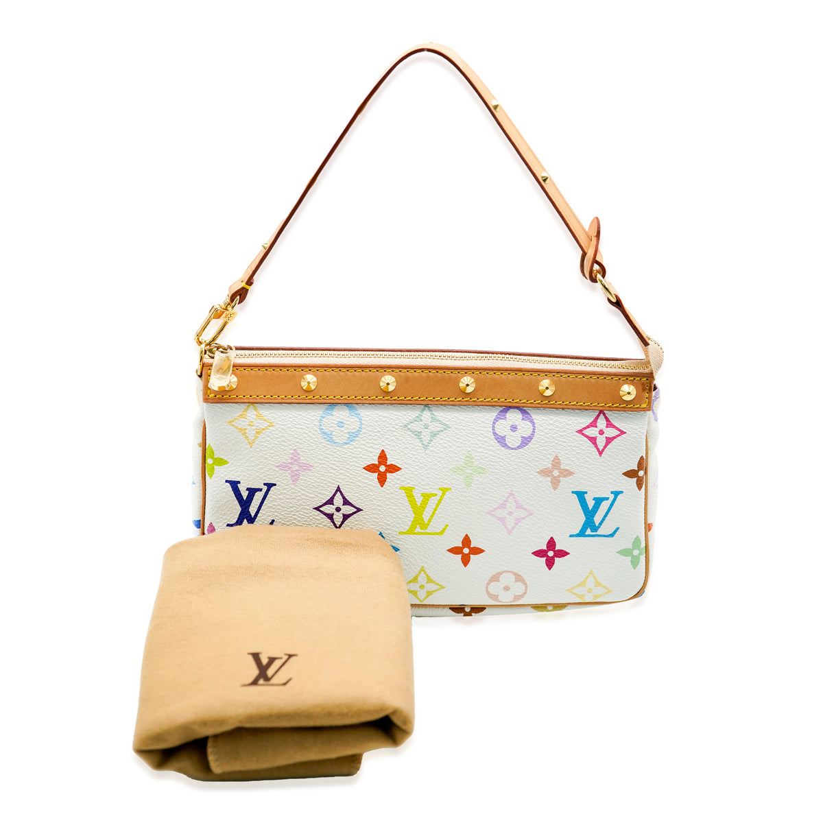 Louis Vuitton White Monogram Multicolore Canvas Pochette Accessoires