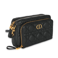 Christian Dior Black Supple Cannage Calfskin Dior Caro Double Pouch