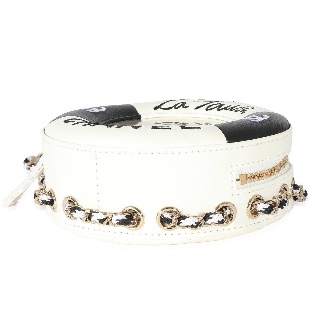 Chanel Black White Lambskin PVC Round Coco Lifesaver Bag