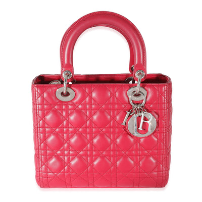 Christian Dior Pink Lambskin Cannage Medium Lady Dior