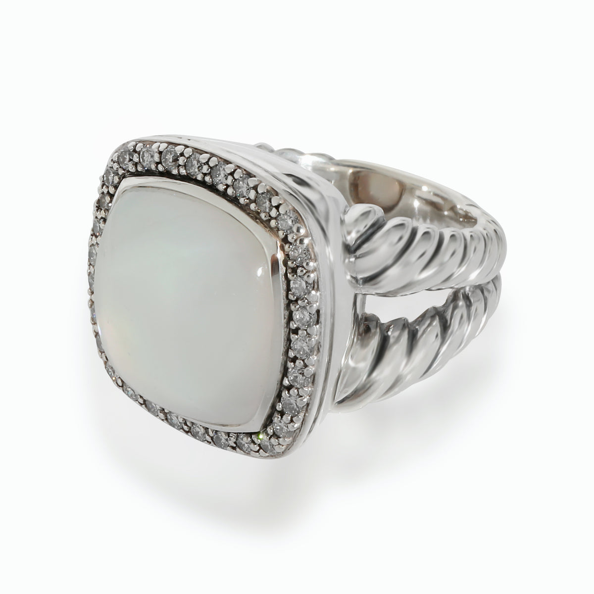 David Yurman Albion Moon Quartz & Diamond Ring in Sterling Silver 0.34 CTW