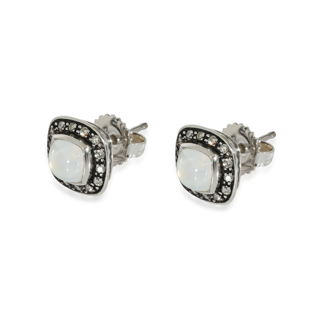 David Yurman Petite Albion Moon Quartz & Diamonds Earrings in Sterling Silver