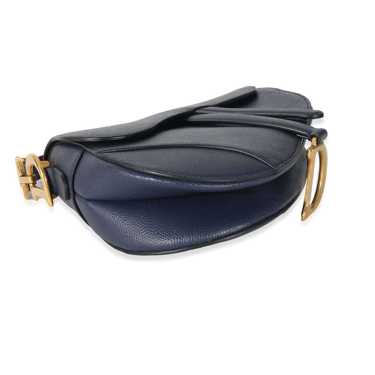 Christian Dior Navy Grained Calfskin Saddle Bag