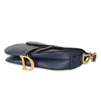 Christian Dior Navy Grained Calfskin Saddle Bag