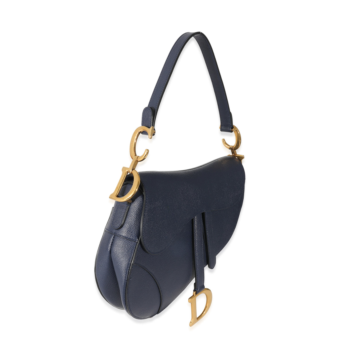 Christian Dior Navy Grained Calfskin Saddle Bag