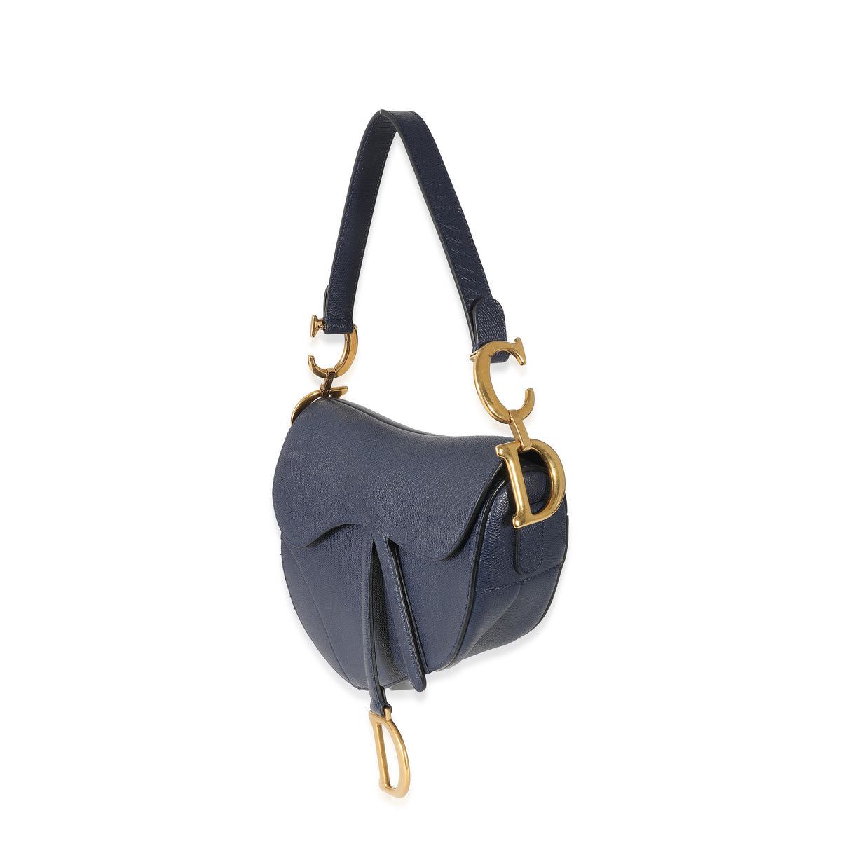 Christian Dior Navy Grained Calfskin Saddle Bag