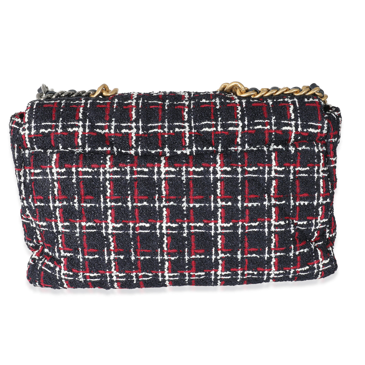 Chanel Navy Red Multicolor Tweed Chanel 19 Maxi Bag