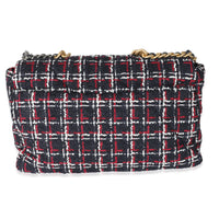 Chanel Navy Red Multicolor Tweed Chanel 19 Maxi Bag