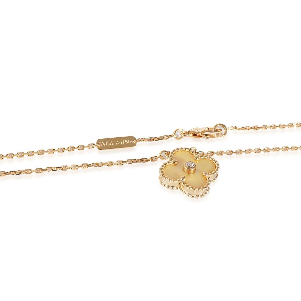 Van Cleef & Arpels Alhambra Golden Mother Of Pearl Pendant in 18K Yellow Gold
