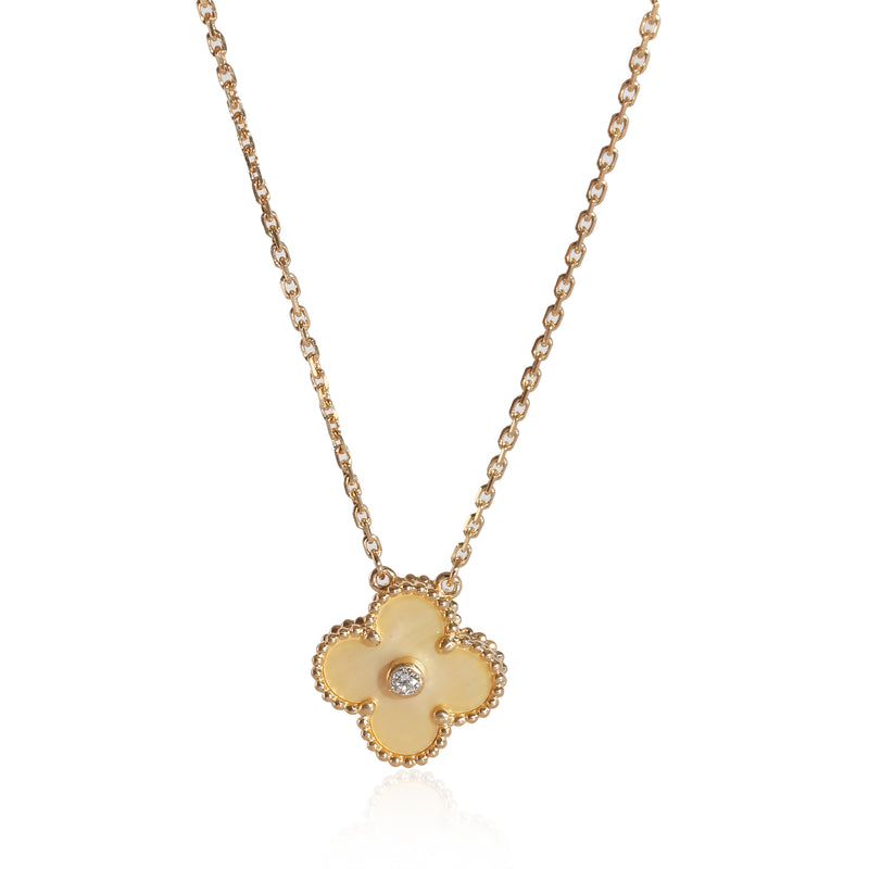 Van Cleef & Arpels Alhambra Golden Mother Of Pearl Pendant in 18K Yellow Gold