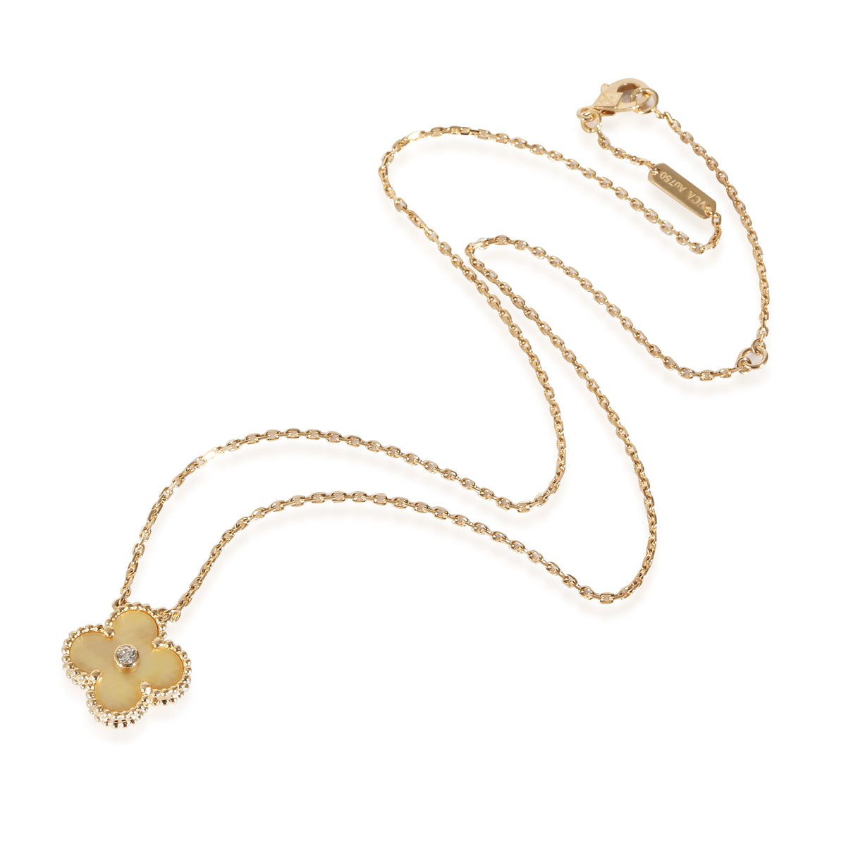 Van Cleef Arpels Alhambra Golden Mother Of Pearl Pendant in 18K