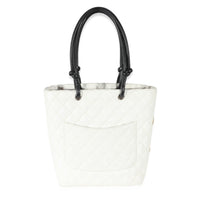 Chanel White Quilted Lambskin Python Medium Cambon Bucket Tote