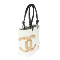 Chanel White Quilted Lambskin Python Medium Cambon Bucket Tote