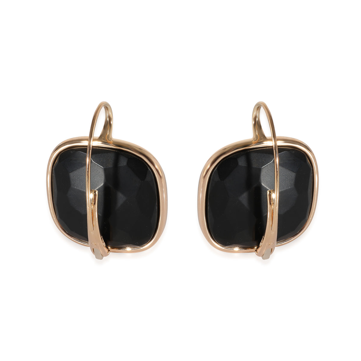 Pomellato Victoria Faceted Black Jet Drop Earrings in 18K Yellow Gold