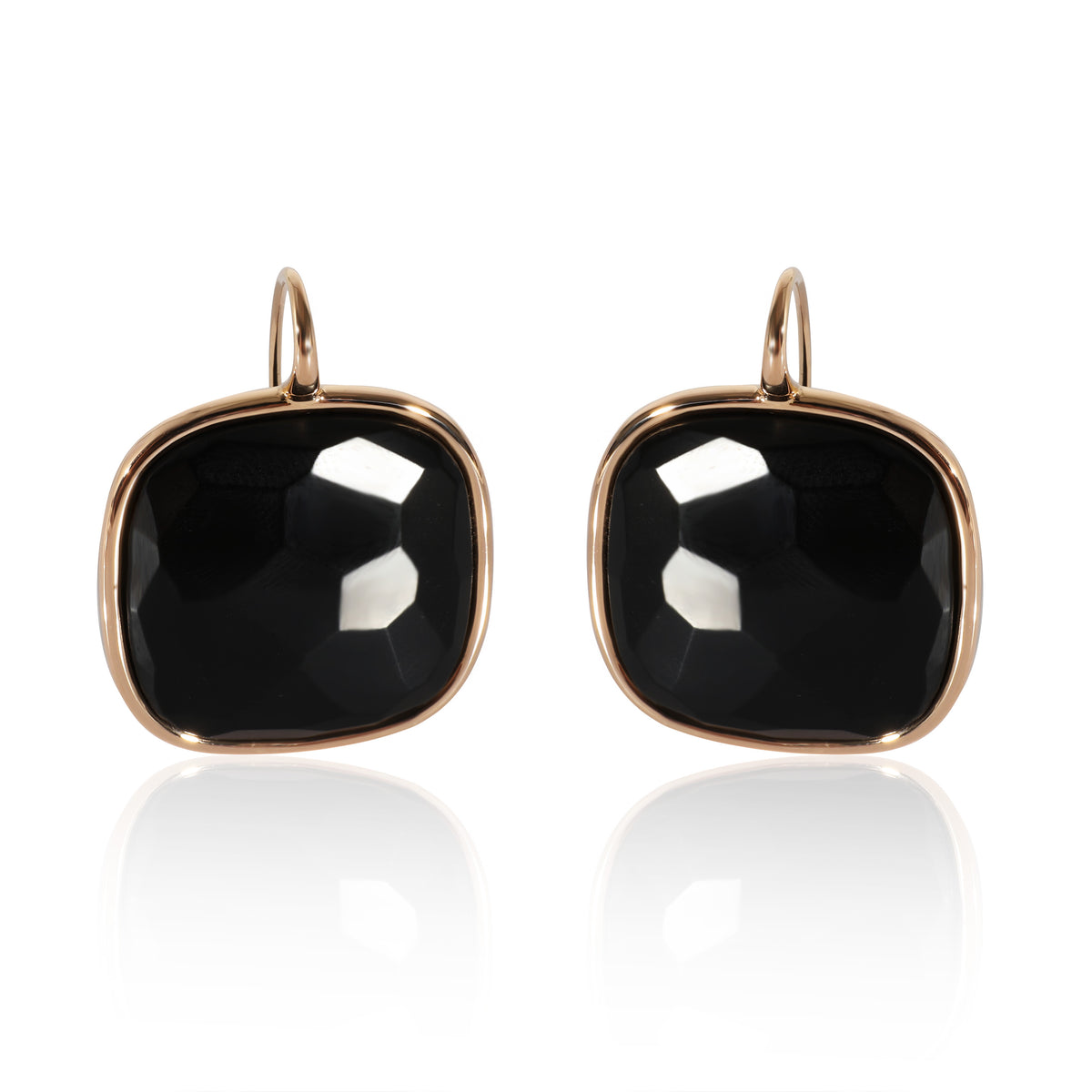 Pomellato Victoria Faceted Black Jet Drop Earrings in 18K Yellow Gold