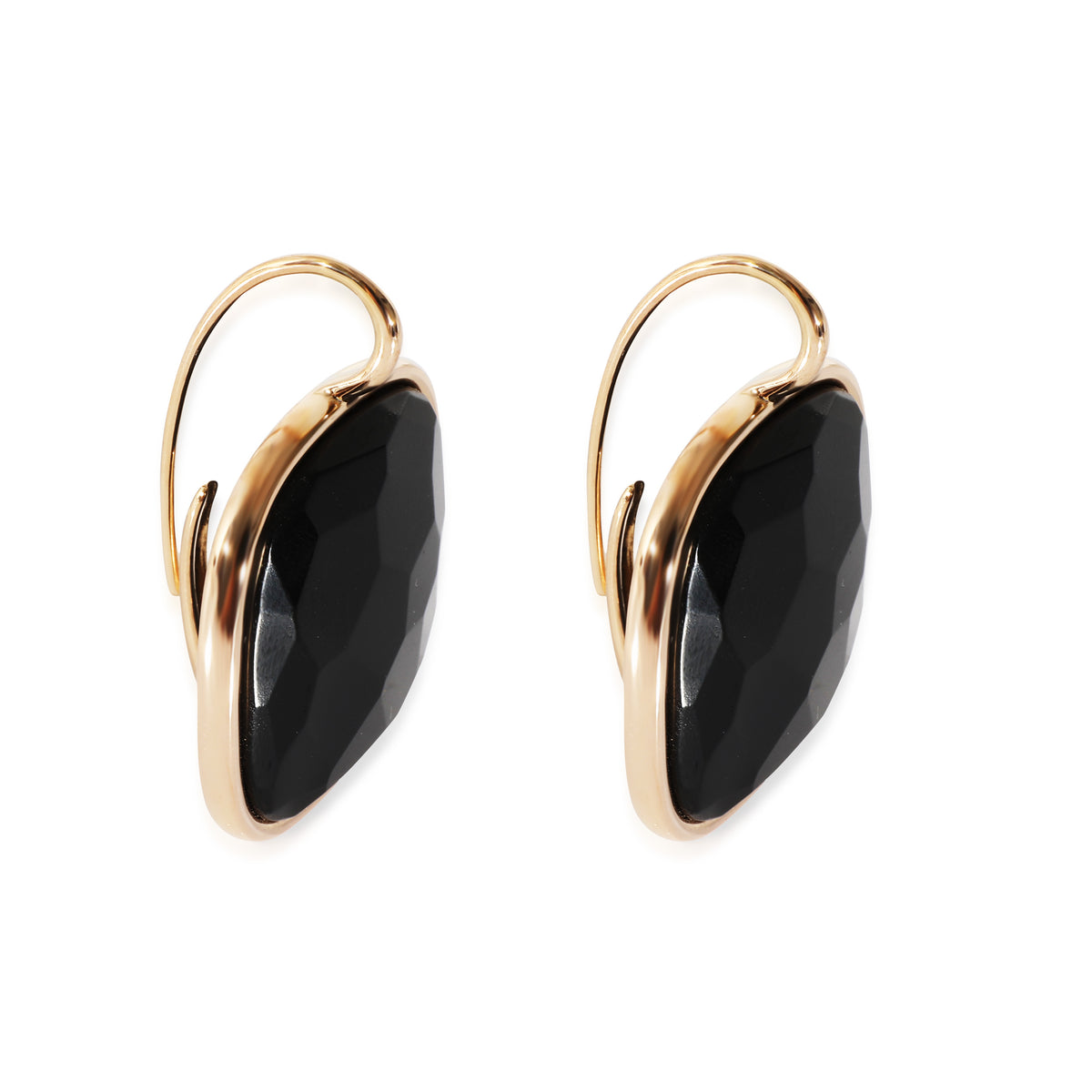 Pomellato Victoria Faceted Black Jet Drop Earrings in 18K Yellow Gold