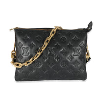 Louis Vuitton Black Monogram Embossed Puffy Lambskin Coussin PM