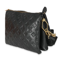 Louis Vuitton Black Monogram Embossed Puffy Lambskin Coussin PM