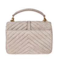 Saint Laurent Taupe Quilted Suede Medium College Bag