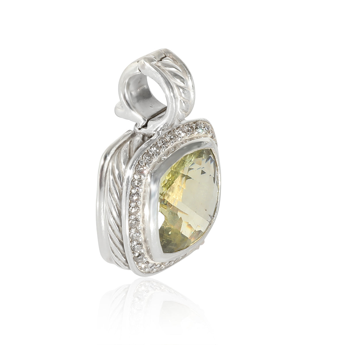 David Yurman Albion Citrine & Diamond Pendant in Sterling Silver 0.26 CTW