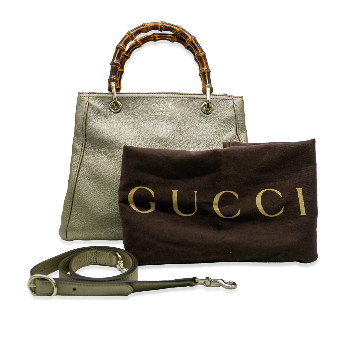 Gucci Gold Leather Small Bamboo Shopper Tote