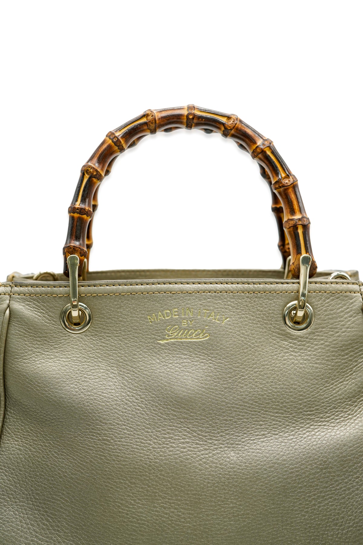 Gucci Gold Leather Small Bamboo Shopper Tote