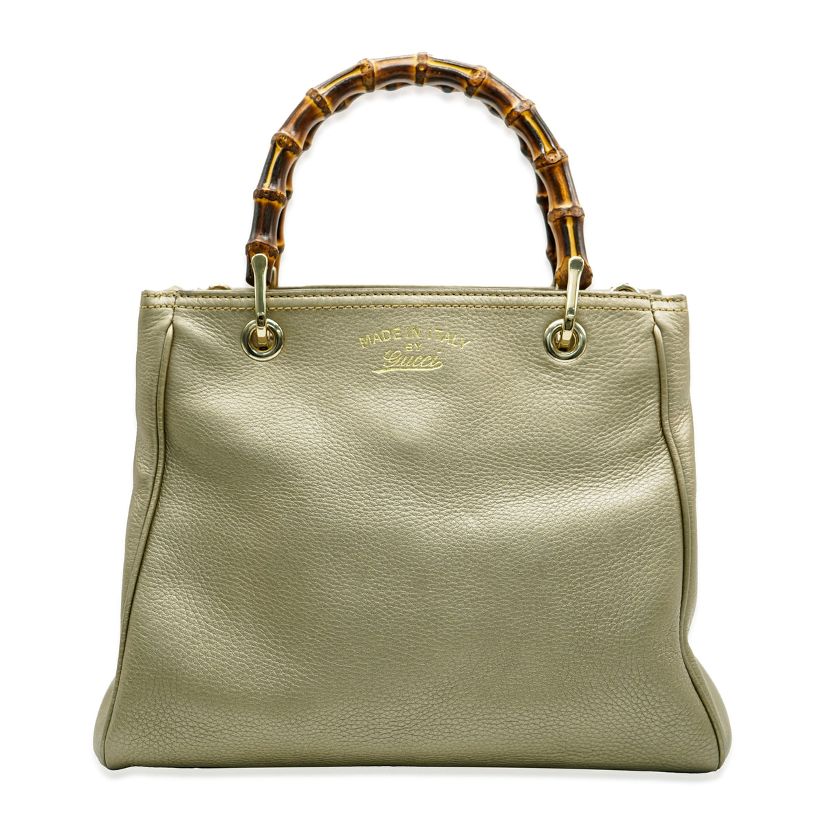 Gucci Gold Leather Small Bamboo Shopper Tote