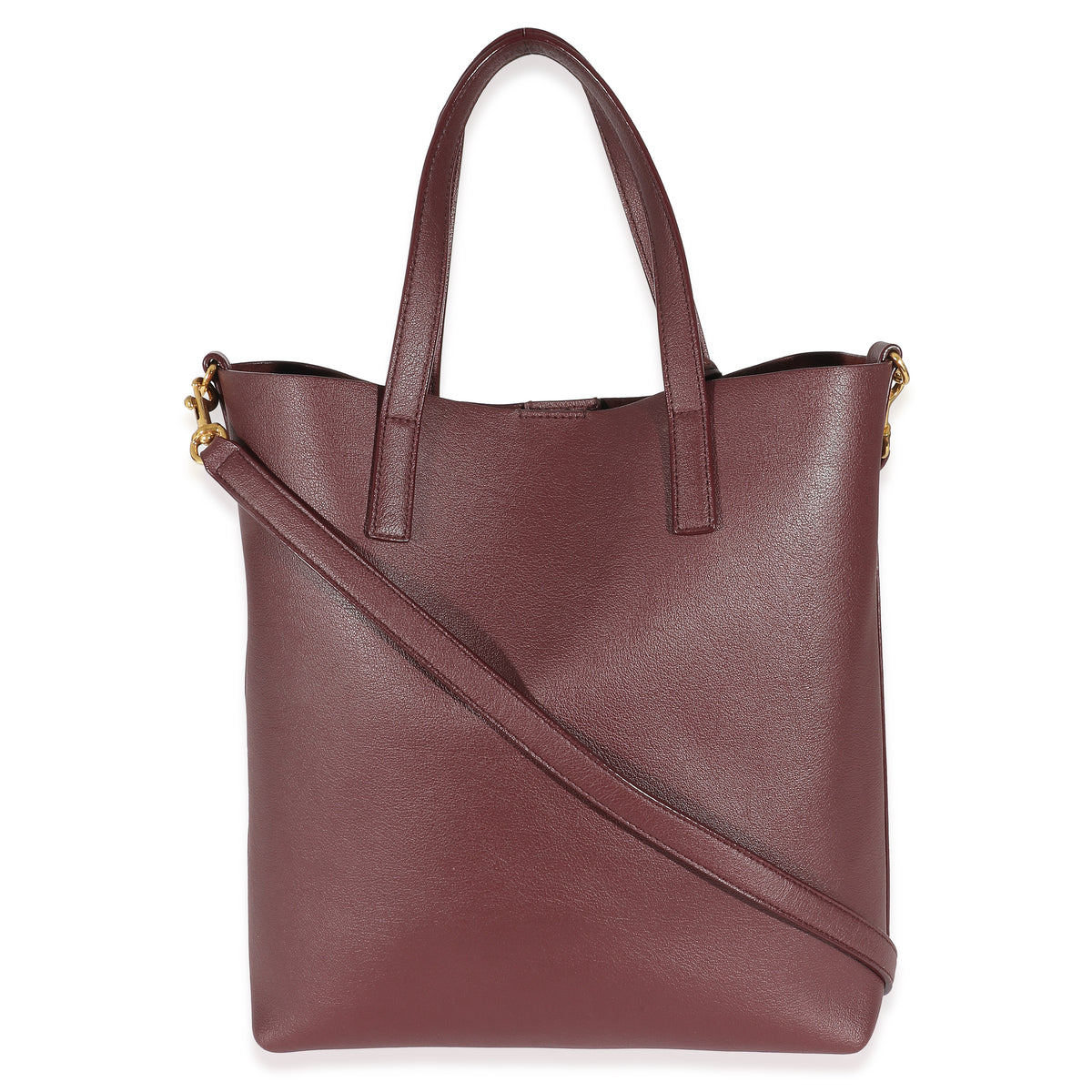 Saint Laurent Burgundy Calfskin Toy N/S Shopping Tote