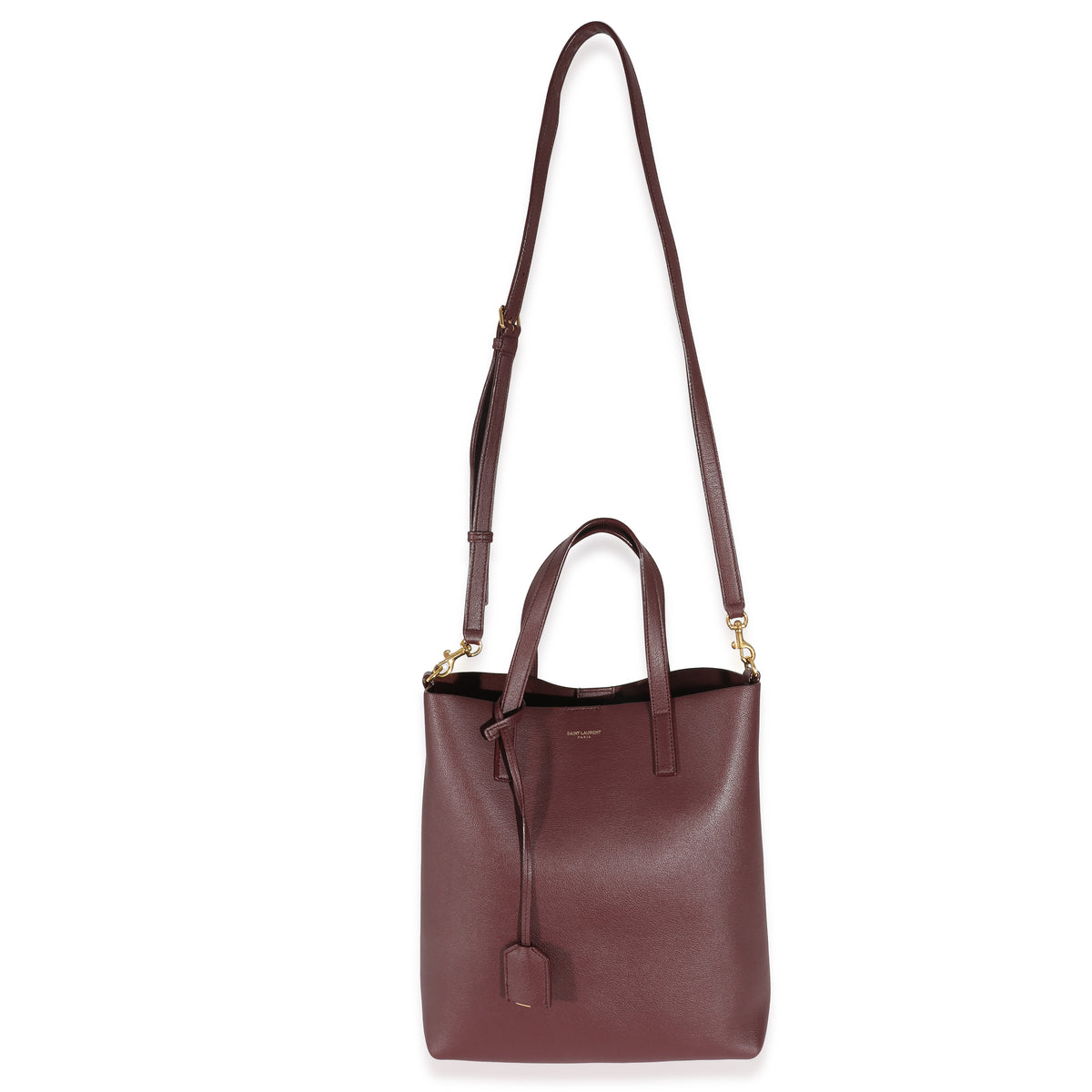 Saint Laurent Burgundy Calfskin Toy N/S Shopping Tote