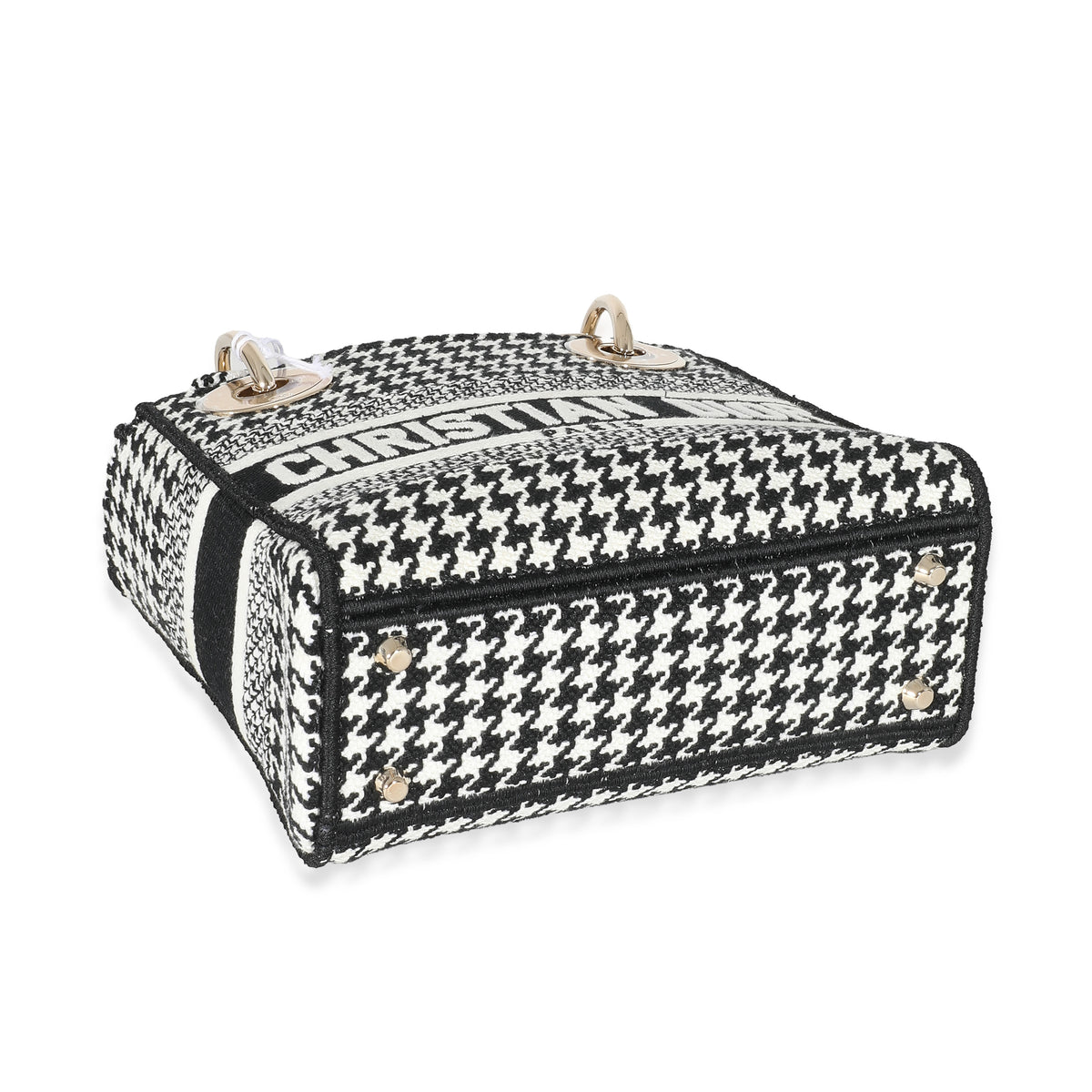 Christian Dior Black White Houndstooth Canvas Mini Lady D-Lite