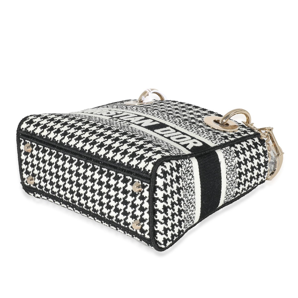 Christian Dior Black White Houndstooth Canvas Mini Lady D-Lite