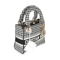 Christian Dior Black White Houndstooth Canvas Mini Lady D-Lite