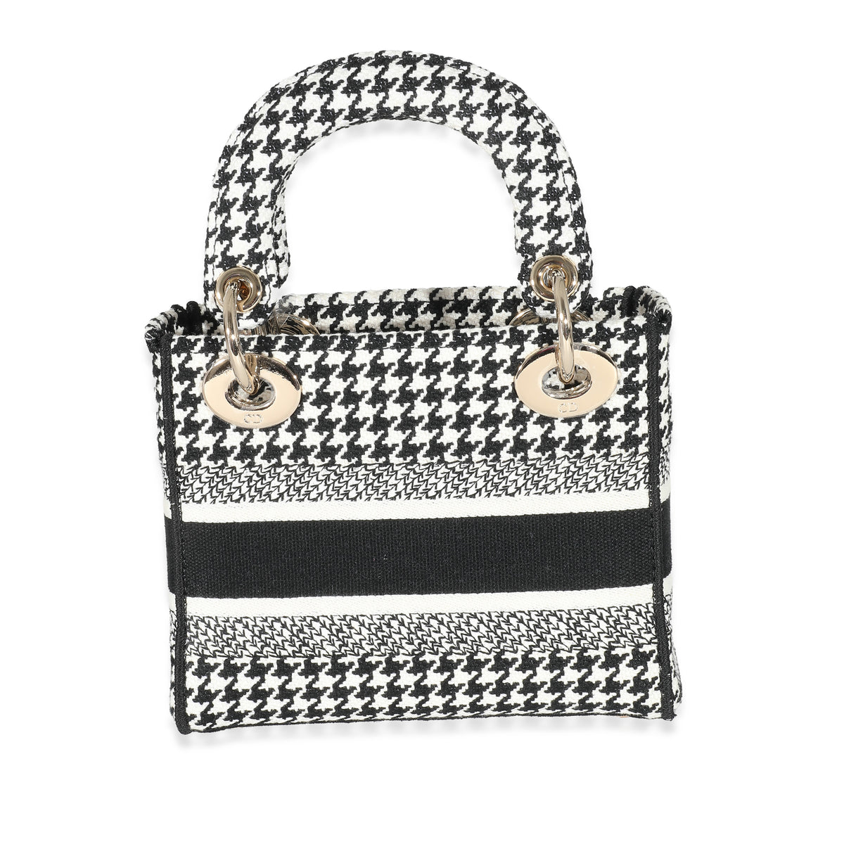 Christian Dior Black White Houndstooth Canvas Mini Lady D-Lite